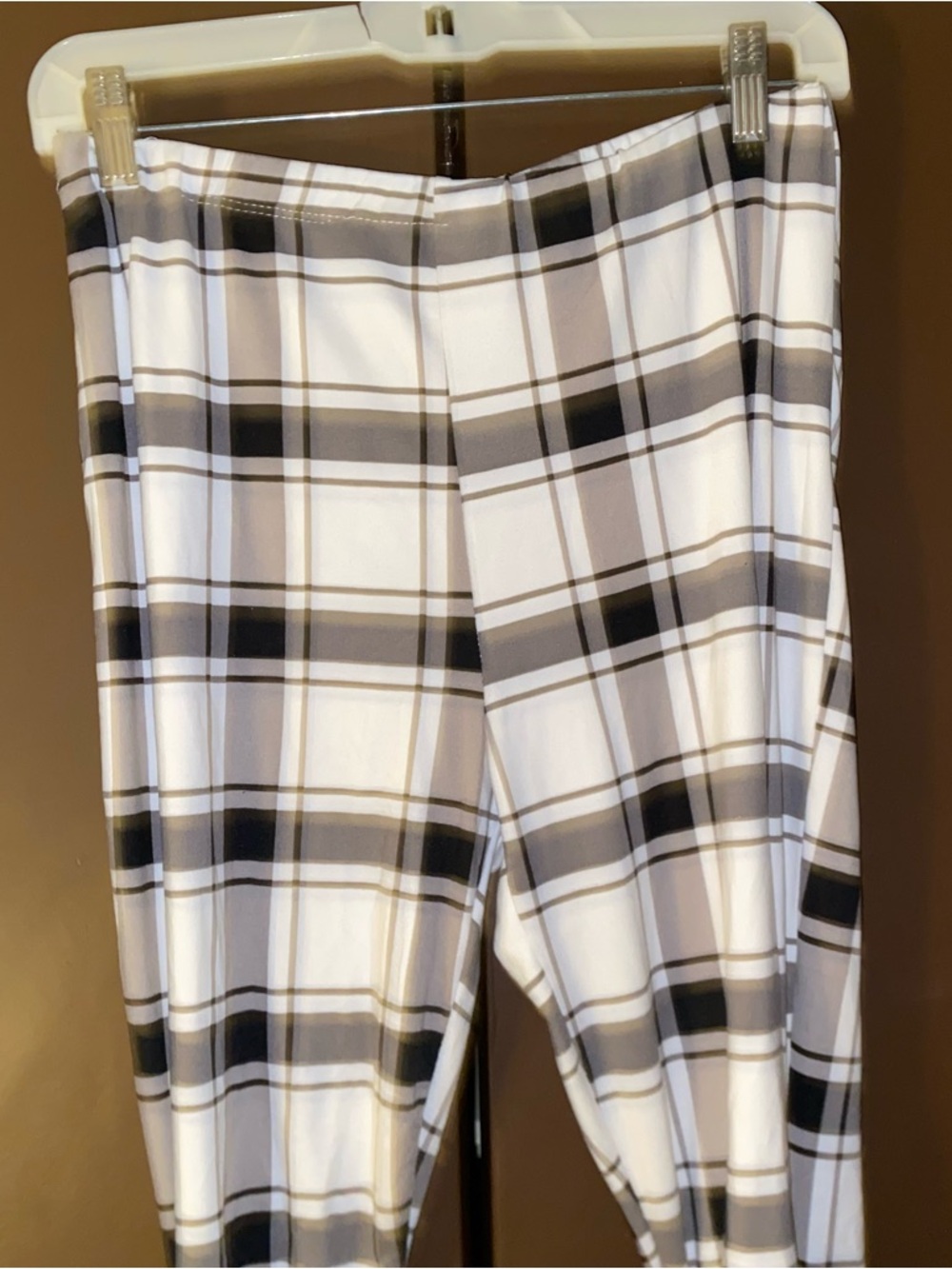 Plaid women’s Leggings - White and Gray